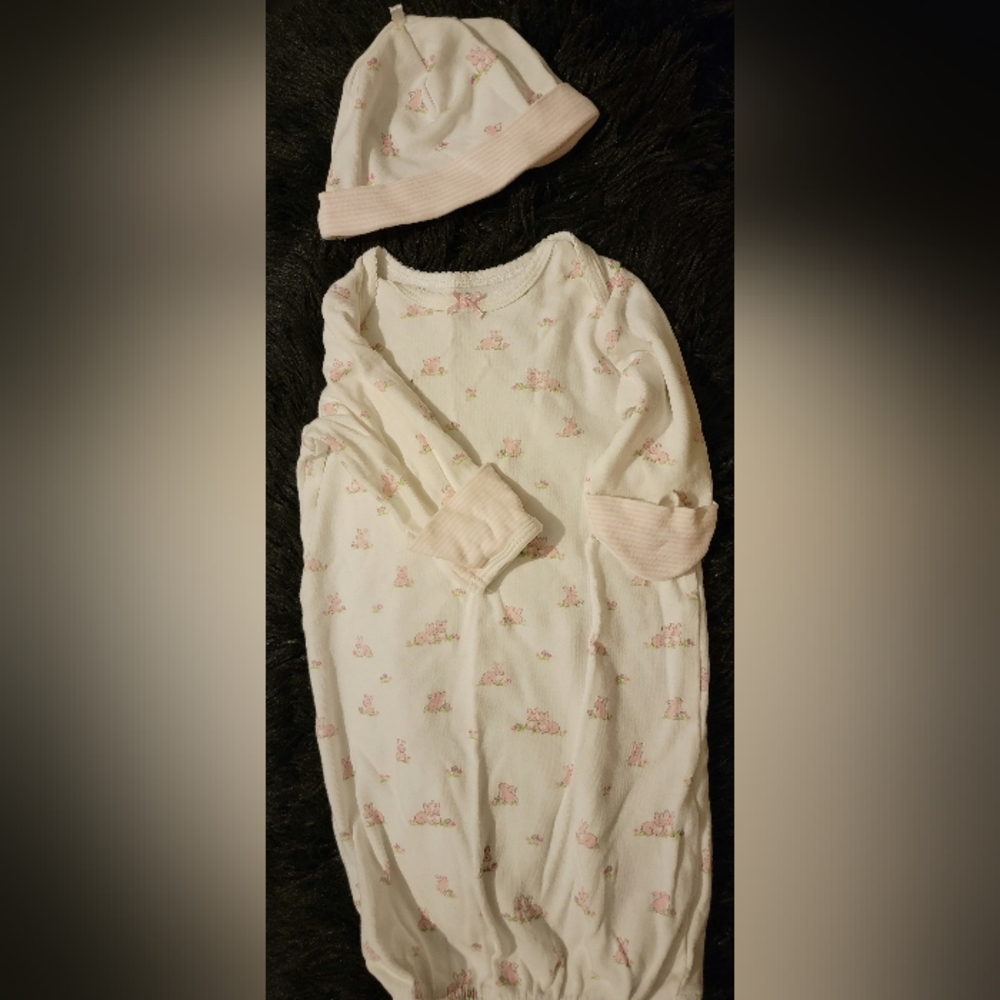 Little Me Baby Bunny Sleeper Gown & Cap,  0-3 month